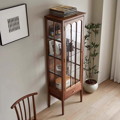 Solid wood with glass display case bookcase