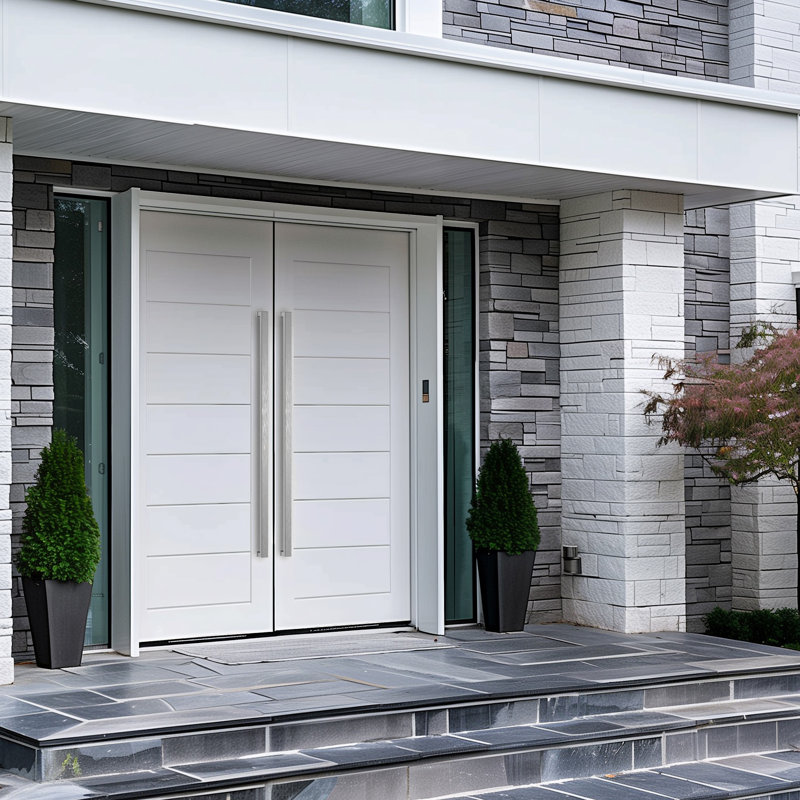48 Inch Brushed Stainless Steel Contemporary Door Handle Set