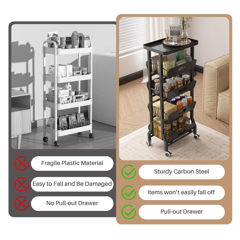 89cm H x 39cm W Storage Rack with Wheels
