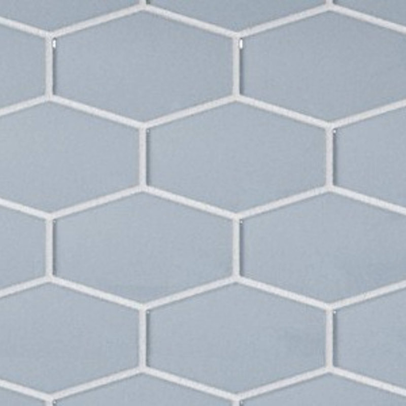 Long Hex 10.60in.x11 in. Glass Mosaic Tile, Caribbean Blue Gloss