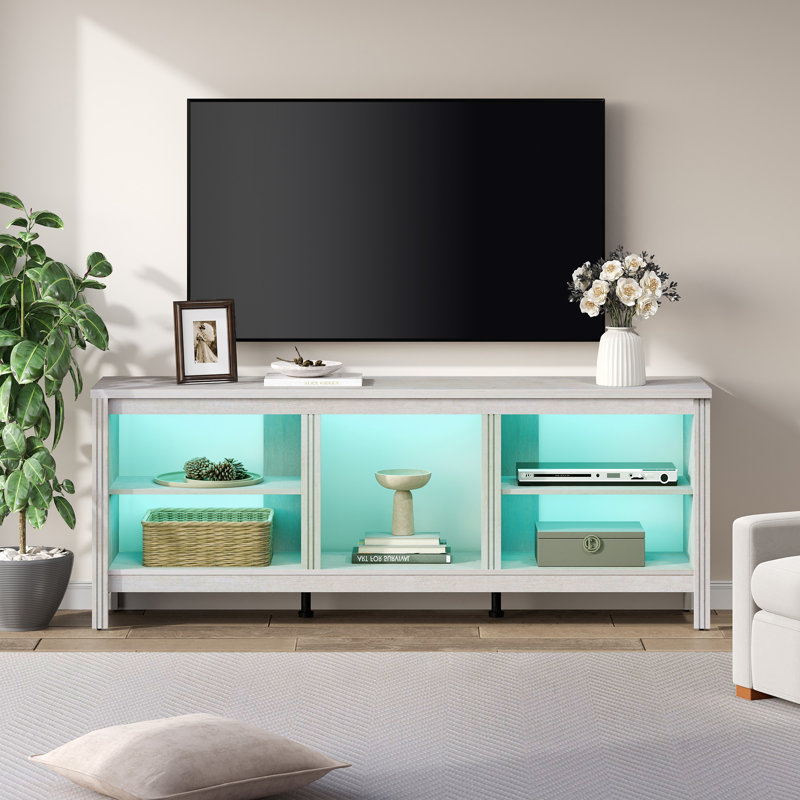Crédence de rangement l 70 po Ashae, Blanc / DEL RVB