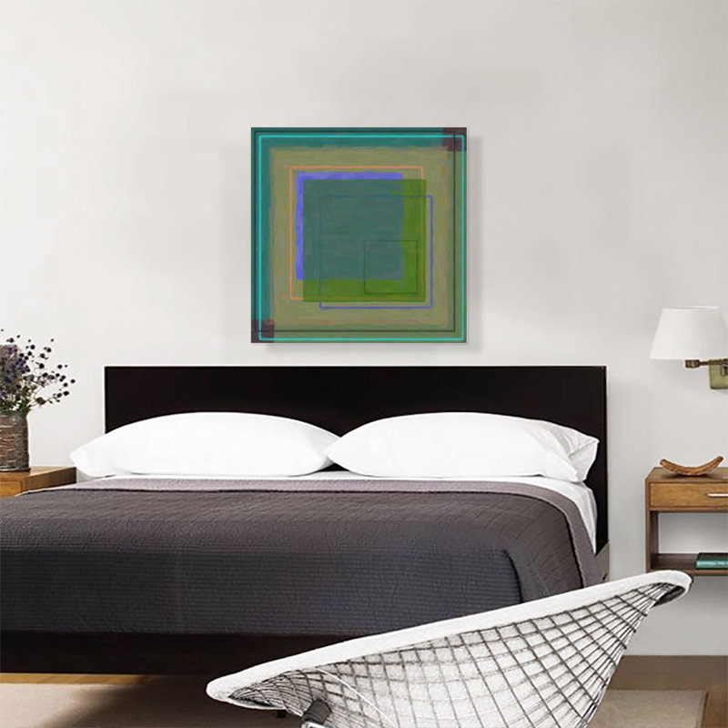 «Mid-Century Modern Muddy Windows Green», reproduction d'art sur toile tendue, H 18 po x l 18 po x 1,5 po