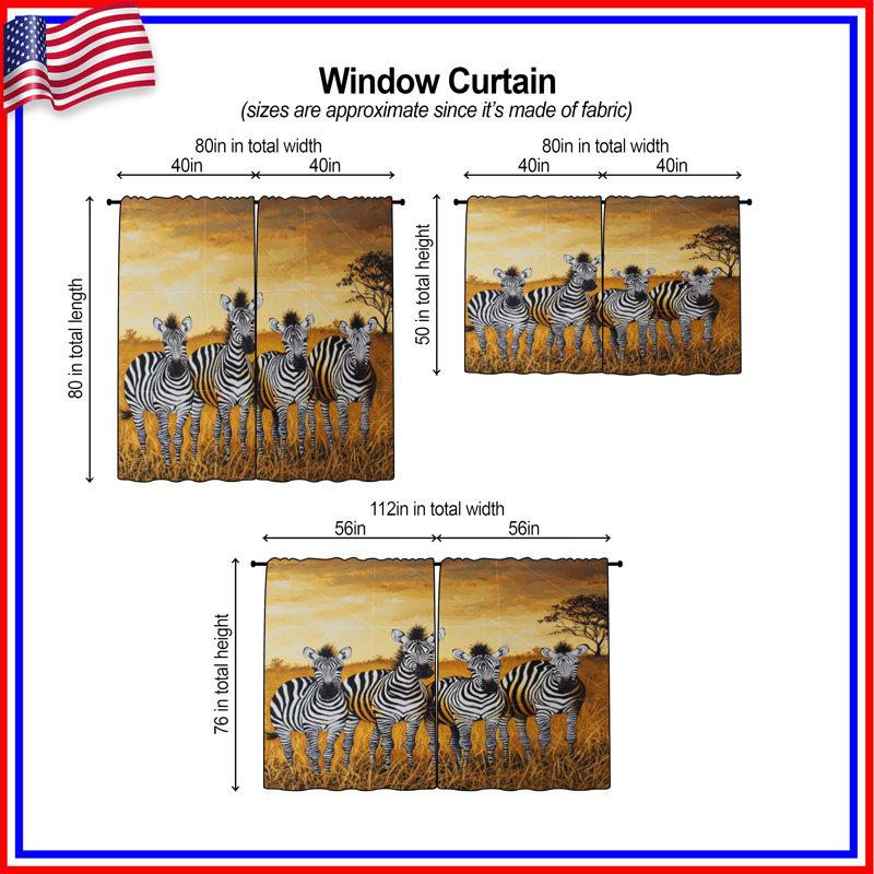Rideaux de fenêtre Zebra obscurcissant et obscurcissant - 2 panneaux, 56 po x 76 po - 2 panneaux, Transparent