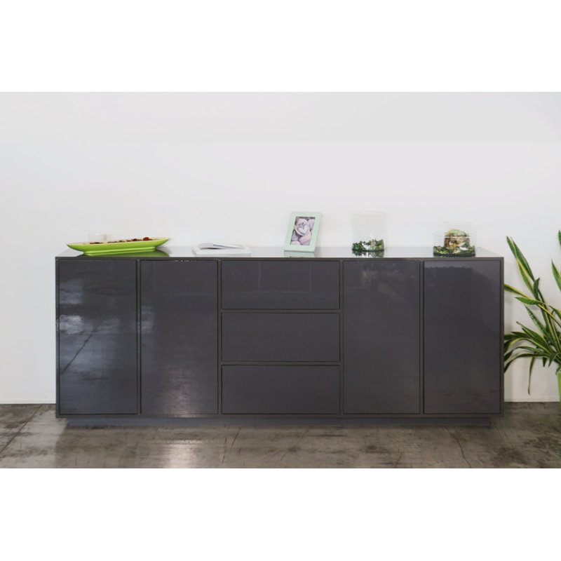 Emina 220cm Sideboard, Anthracite Grey Glossy