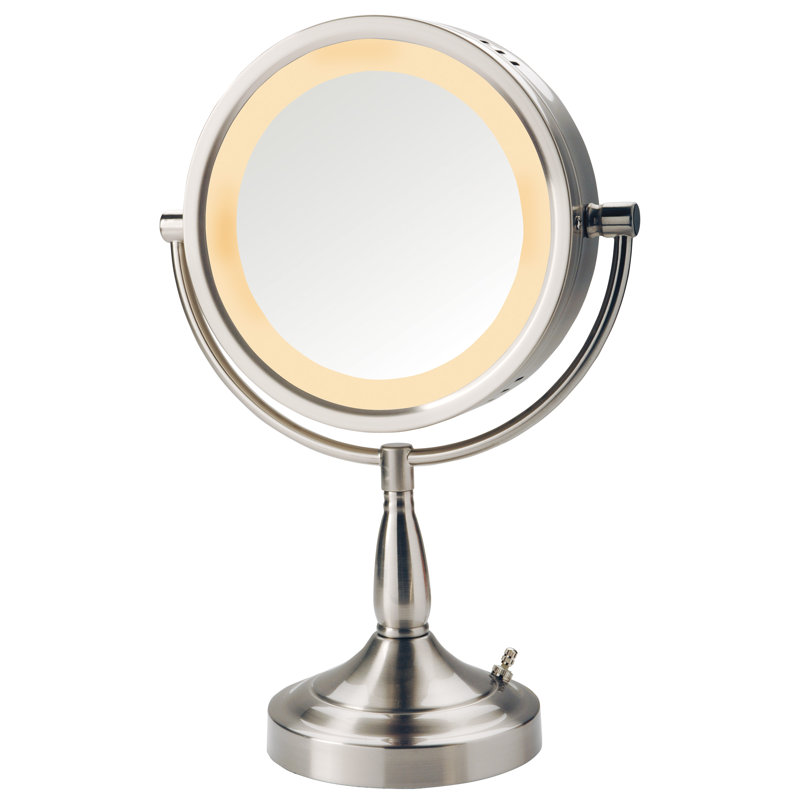 8.5" Lighted Tabletop Magnified Makeup Mirror, Plug In