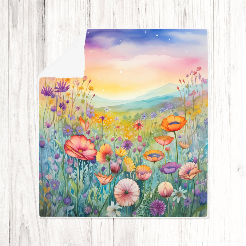 Throw Blanket, 68" W x 80" L, Floral/Abstract, Orange/Purple/Pink