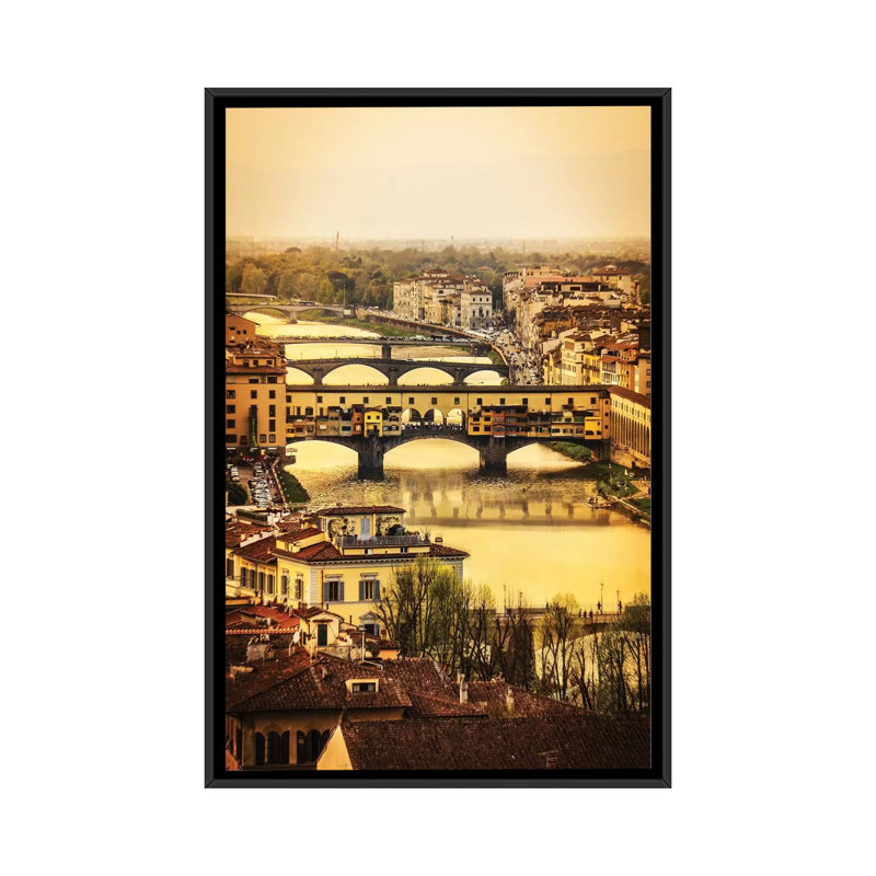 Ponte Vecchio Firenze par Enzo Romano, reproduction d'art sur toile tendue, H 26 po x l 18 po x P 1,5 po, Pas de tapis