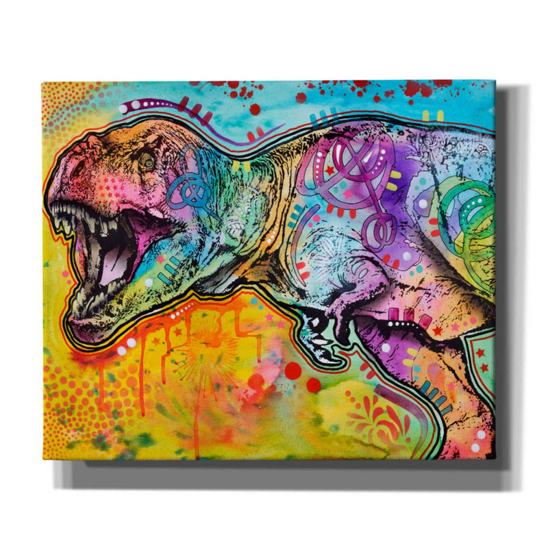 «T Rex 2» par Dean Russo, art mural sur toile, H 20 po x l 24 po x P 0,75 po