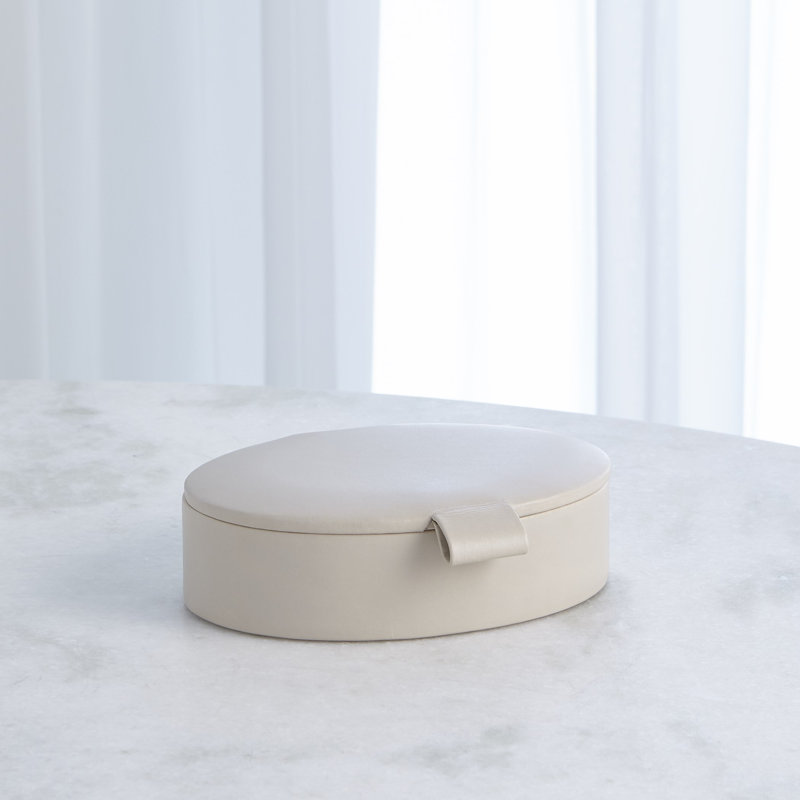 Signature Oval Leather Box, 2.25" H x 8.25" W x 6.25" D, Mist