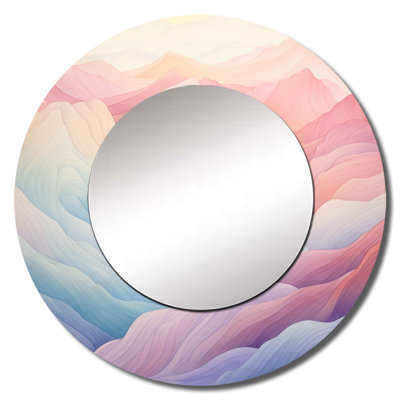 Shannee Majestic Mountain Views II - Mountains Large Mirror, Traditional Round Unique Wall Mirror Decor, Printed Metal Art