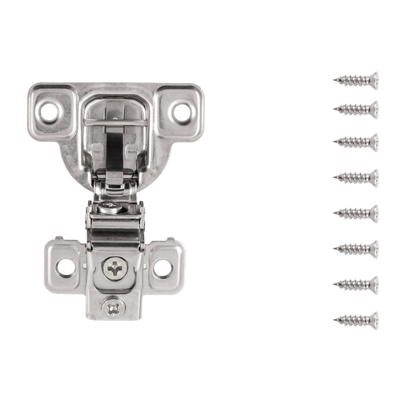 Concealed Self-Closing Hinges 1-3/8" overlay Face Frame Self-Close - Polished Nickel - Cabinet Door Hinges (Set of 2), 2