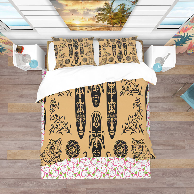 Ensemble de housse de couette africain, Housse de couette très grand + 2 taies décoratives