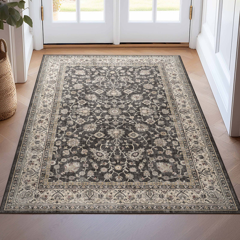 Dyrk Rome Vintage Oriental Persian Black Rug, Rectangle 6' x 9'