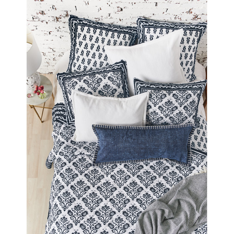 Courtepointe réversible en coton Cassie, Courtepointe double