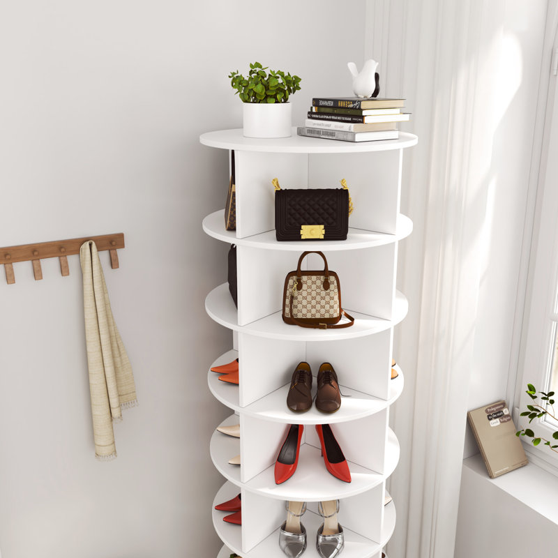 7 supports à chaussures rotatifs à 360 degrés, pouvant contenir 28 paires, armoire peu encombrante et à la mode avec 7 couches, capacité de paire, conception