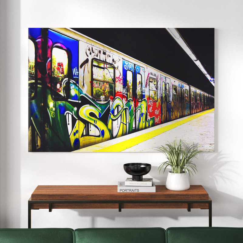 Train Graffiti - Photographie sur toile, H 40 po x l 60 po x P 1,5 po