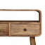 Mini console en bois massif courbé en chêne massif, 2 tiroirs, 1 fente ouverte