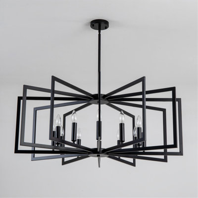 39" Modern Black Geometric Chandelier