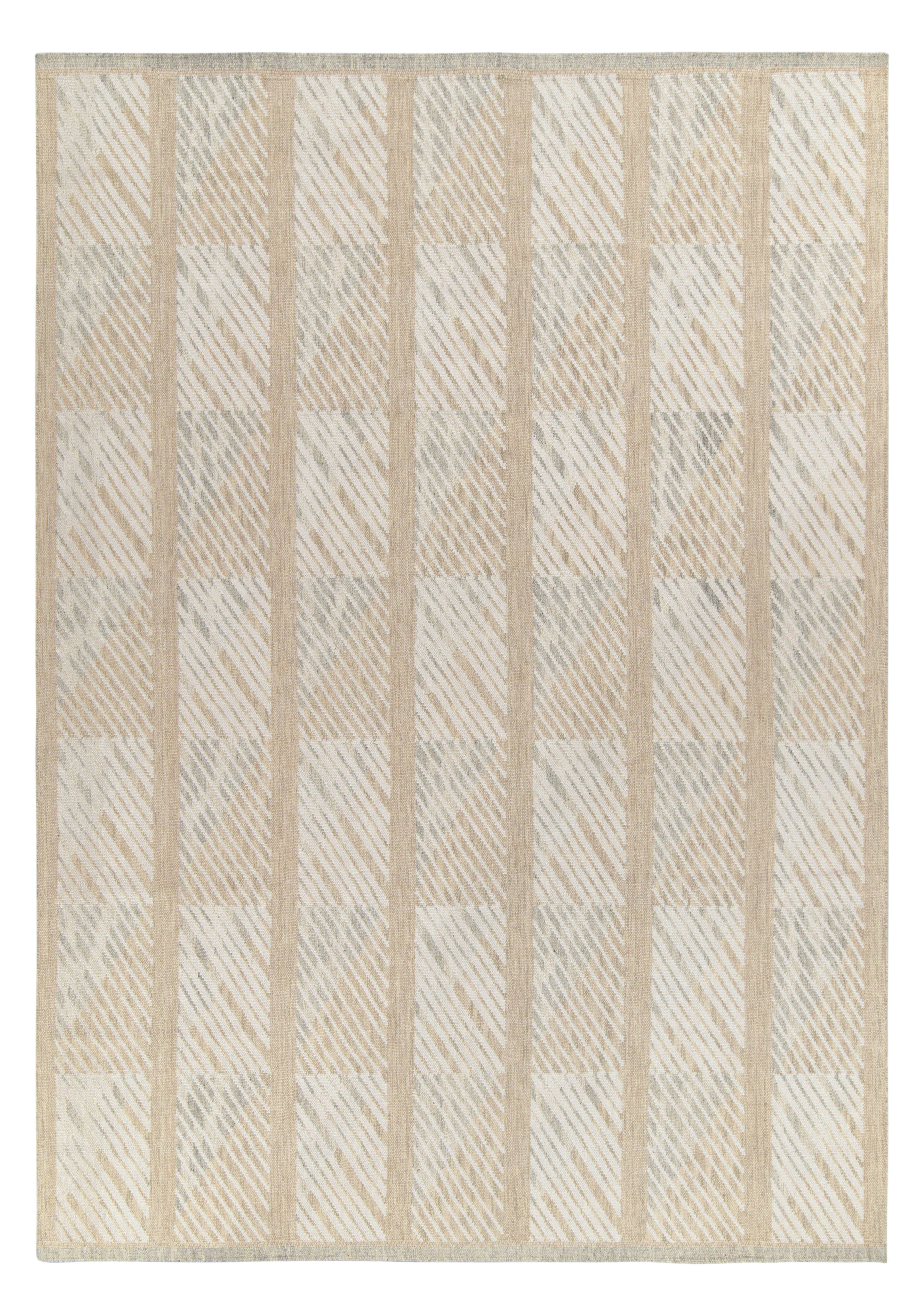 Biege Geometric Pattern Rug Rug & Kilim's Scandinavian Rug With White-Beige Geometric Patterns ...