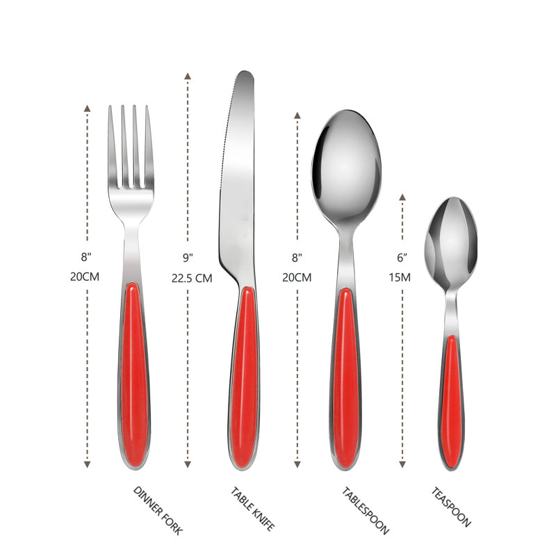 Ensemble de couverts 24 pièces, service pour 6, Rouge