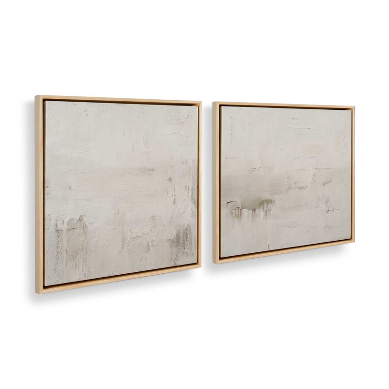 Ensemble de 2 impressions «Whispered Stillness», 12 po x 12 po, Cadre flottant en érable américain