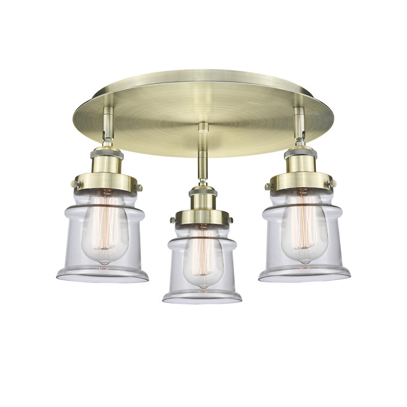 Alvi Glass Flush Mount, Antique Brass, Clear