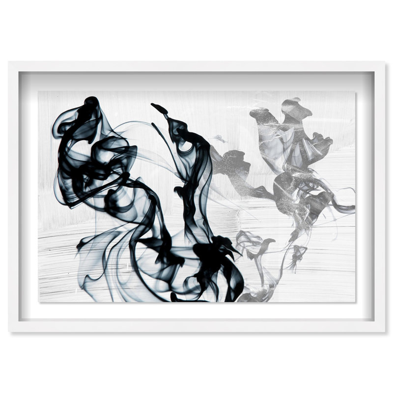 Oliver Gal Ice Fire Abstract - Luxury Shadowbox Framed Wall Art, 31.5" H x 46.5" W, White