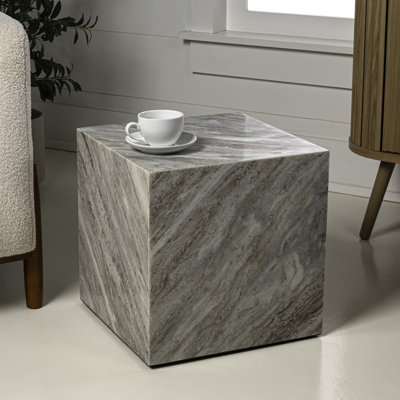 Table d'appoint cubique en marbre Felix