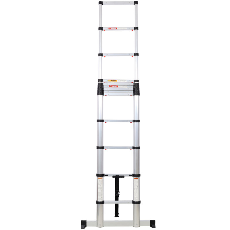 Échelle télescopique en aluminium de 12,5 pi avec pieds antidérapants, fonction de sécurité de ralentissement avec échelle d'extension portative stabilisatrice pour le travail domestique et extérieur, capacité de 330 lb