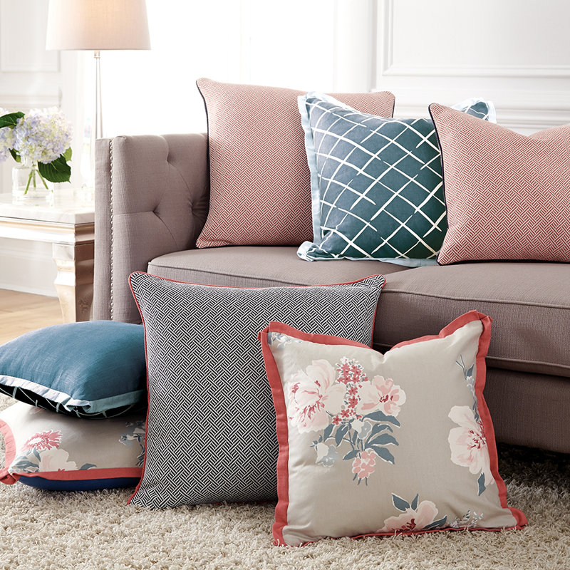  Geometric 20" Throw Pillow Cover, Rhubarb, 24" x 24"