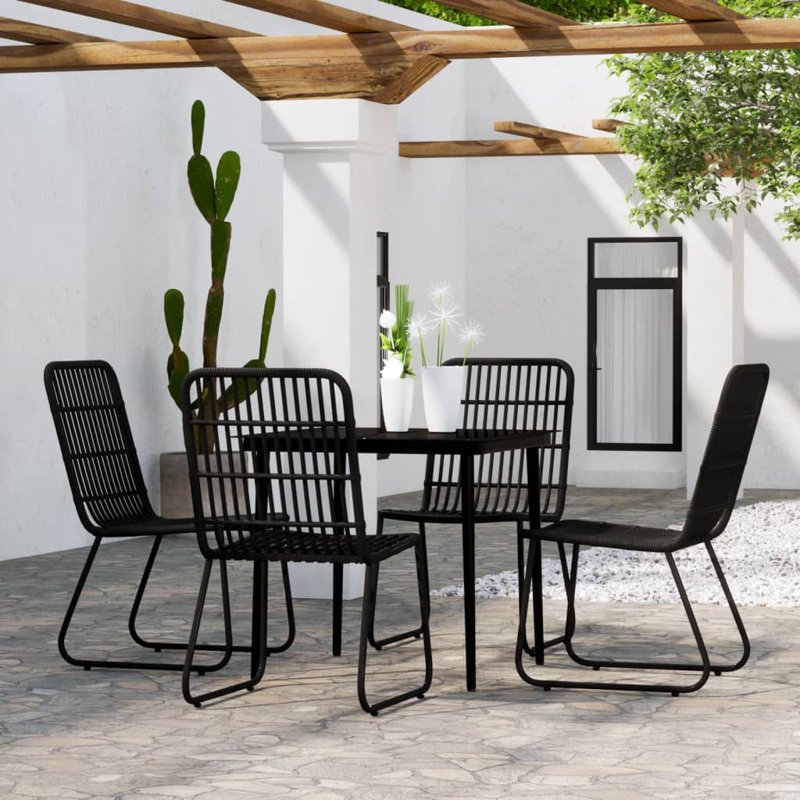 Ensemble de salle à manger longue pour 4 personnes 31,5 po Bado Square, 4, Noir
