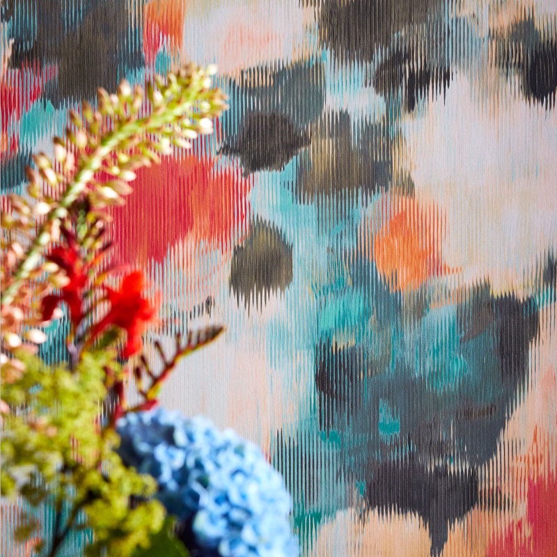 Exuberance Wallpaper, Coral/Turquoise