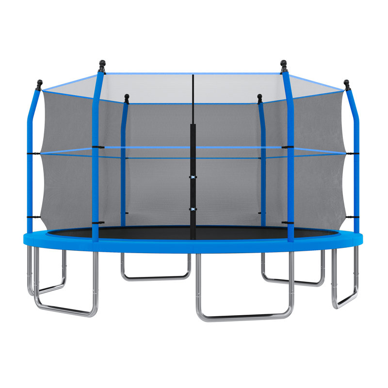 Trampoline de 14 pi avec échelle et filet d'enclos pour enfants et adultes, trampoline d'extérieur robuste de 14 pi pour la cour