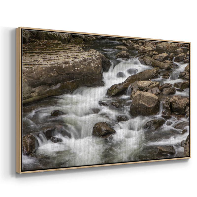 " Rushing Calm ", 41" H x 27" W x 2" D, Natural Wood Framed