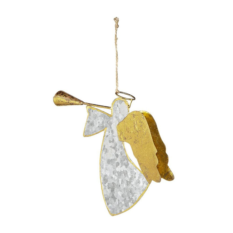 Set of 6 Silver and Gold Metal Angel Hanging Ornaments