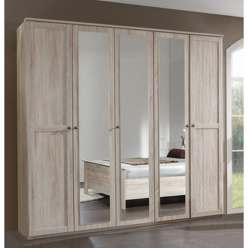 Pimm 6 Door Manufactured Wood Wardrobe, Oak, 210" H x 225" W x 58" D
