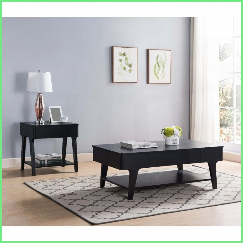 Table basse noire avec plateau relevable Rangement caché - peu encombrant pour le canapé du salon