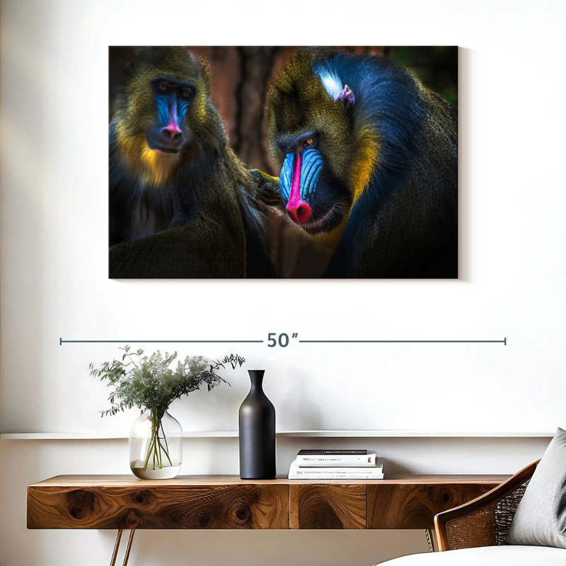 Two Mandrill Monkeys, 26" H x 39" W
