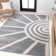 Banesa MidCentury Scandinavian Abstract Sun Two-Tone High-Low Blue/White Rug