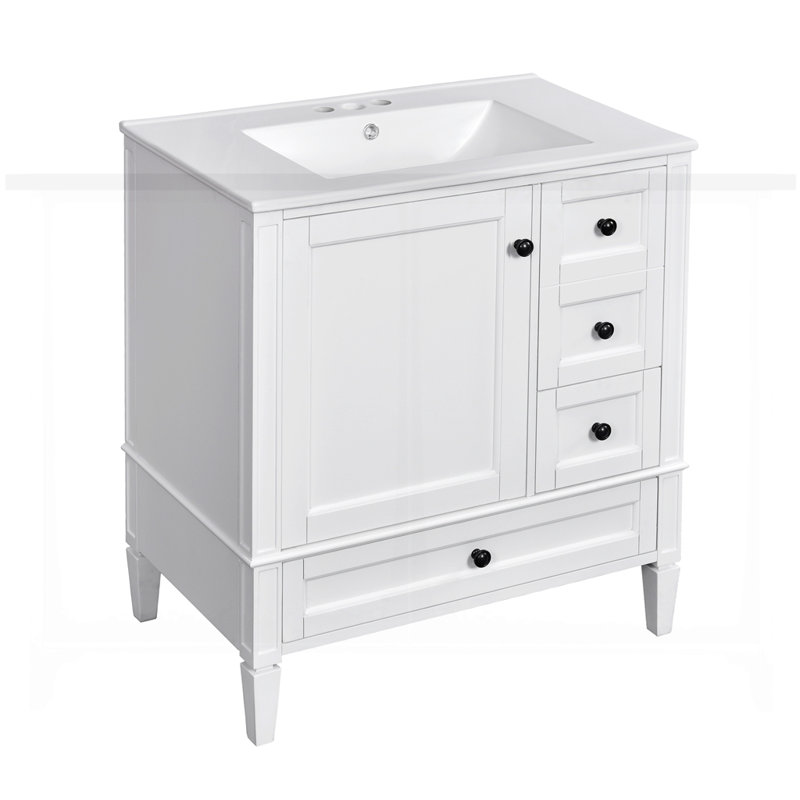 Meuble-lavabo 30 po avec lavabo en céramique, Blanc