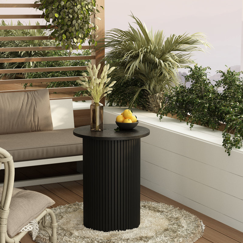 Table d'appoint ronde cannelée 22,6 po Eversole, Bois noir, Individuel