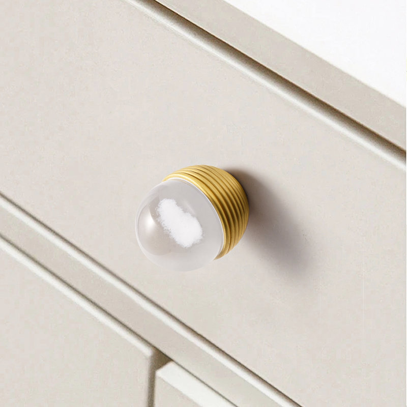 1-1/5" Diameter Novelty Crystal Ball Knob with Brushed Golden Brass