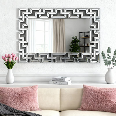 Kylam Glam Beveled Venetian Accent Mirror Rectangle Glass Framed Decorative Wall Mirror