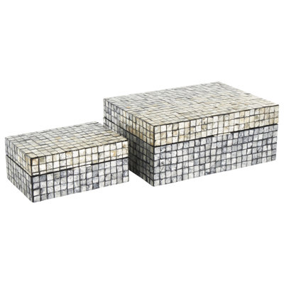 Nioma 2 Piece Handmade Mother Of Pearl Decorative Box Set