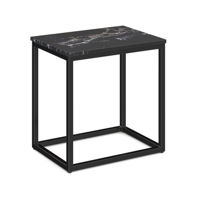 | Lyon | Table d'appoint rectangulaire à dessus en quartz 22 po x 16 po avec base en métal noir