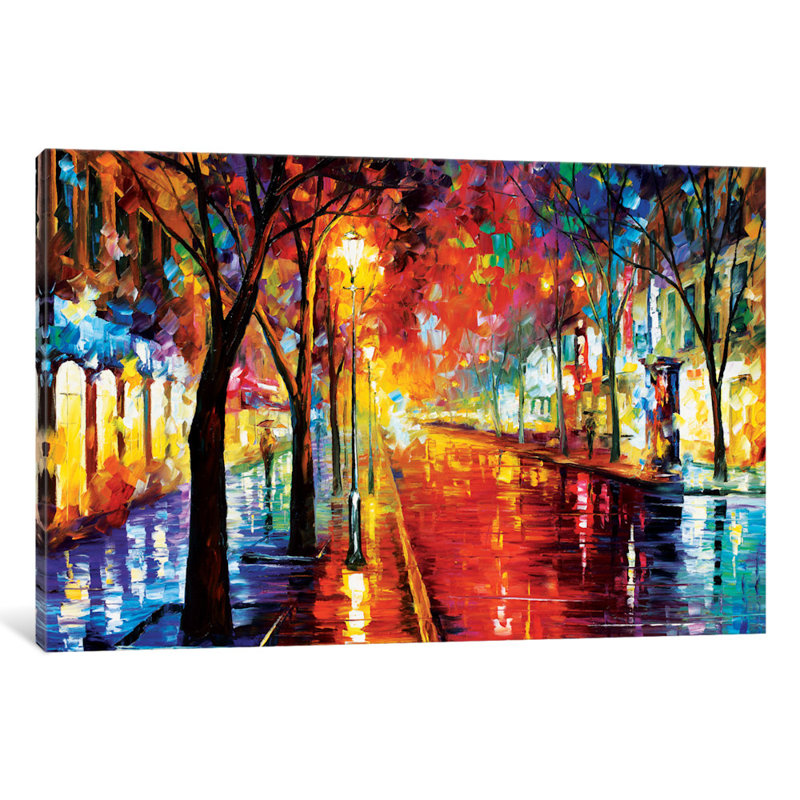 " Street Of The Old Town " by Leonid Afremov, 26" H x 40" W x 1.5" D
