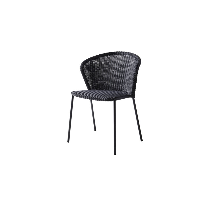 Lean Stacking Patio Dining Side Chair with Cushion, Black