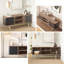 Buffet avec portes coulissantes, crédence Mid-Century moderne avec 2 portes tambour, armoire de rangement minimaliste pour le salon, console média avec rangement, noir noyer