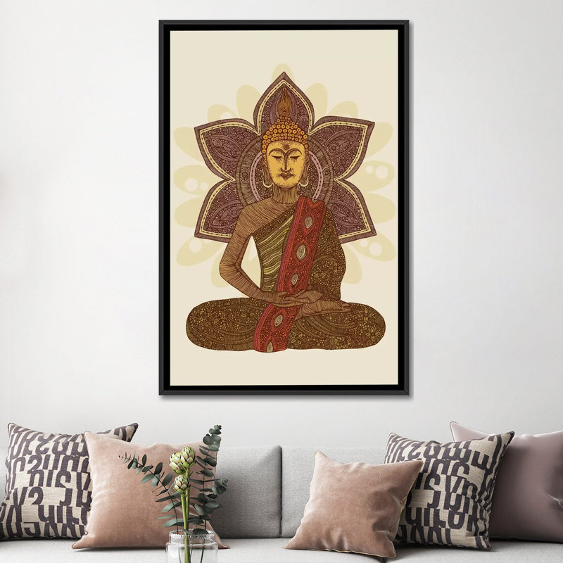 « assis bouddha », impression sur toile tendue, H 60 po x l 40po x P 1,5 po, Cadre noir