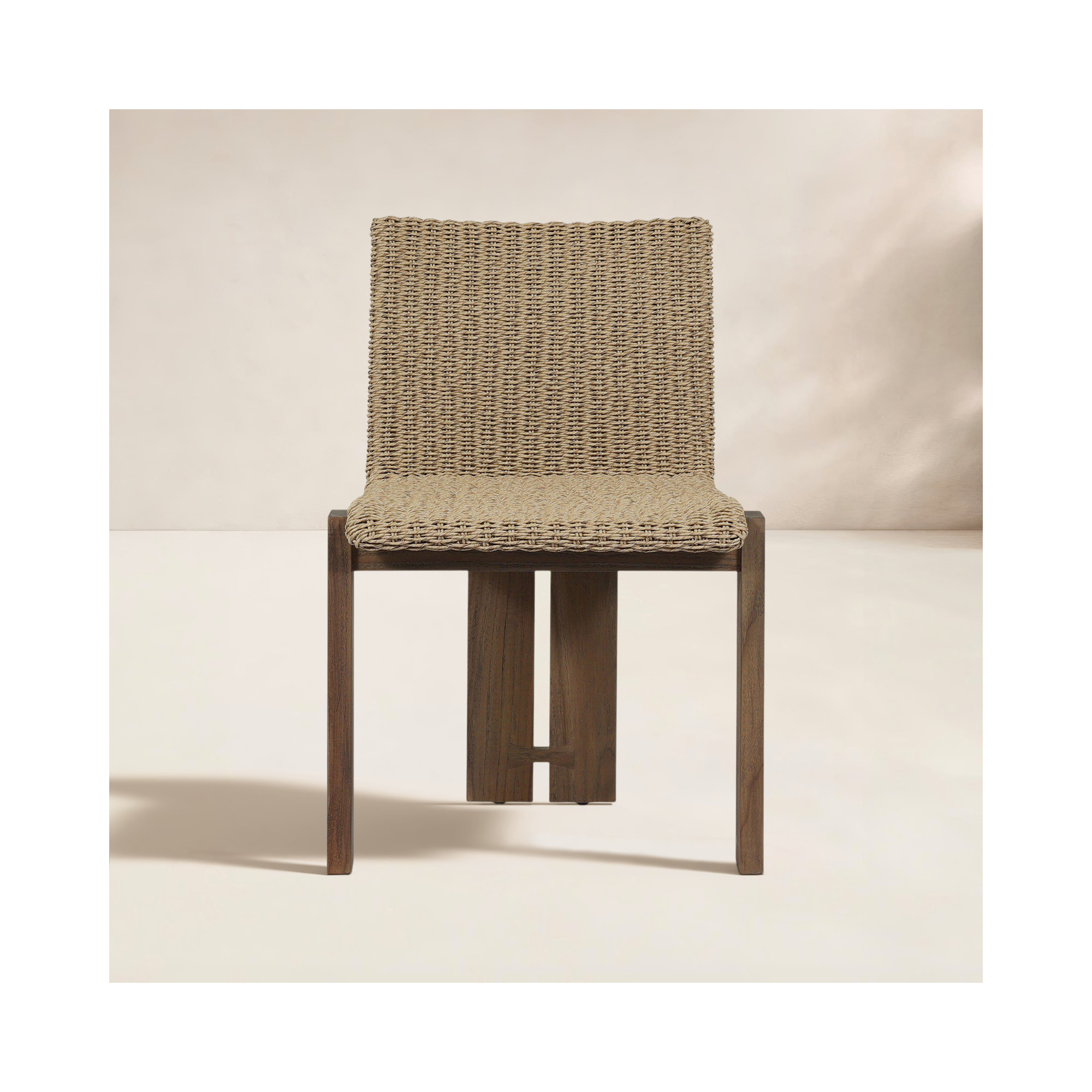 Padme Teak Patio Dining Side Chair, Stained Toasted Brown